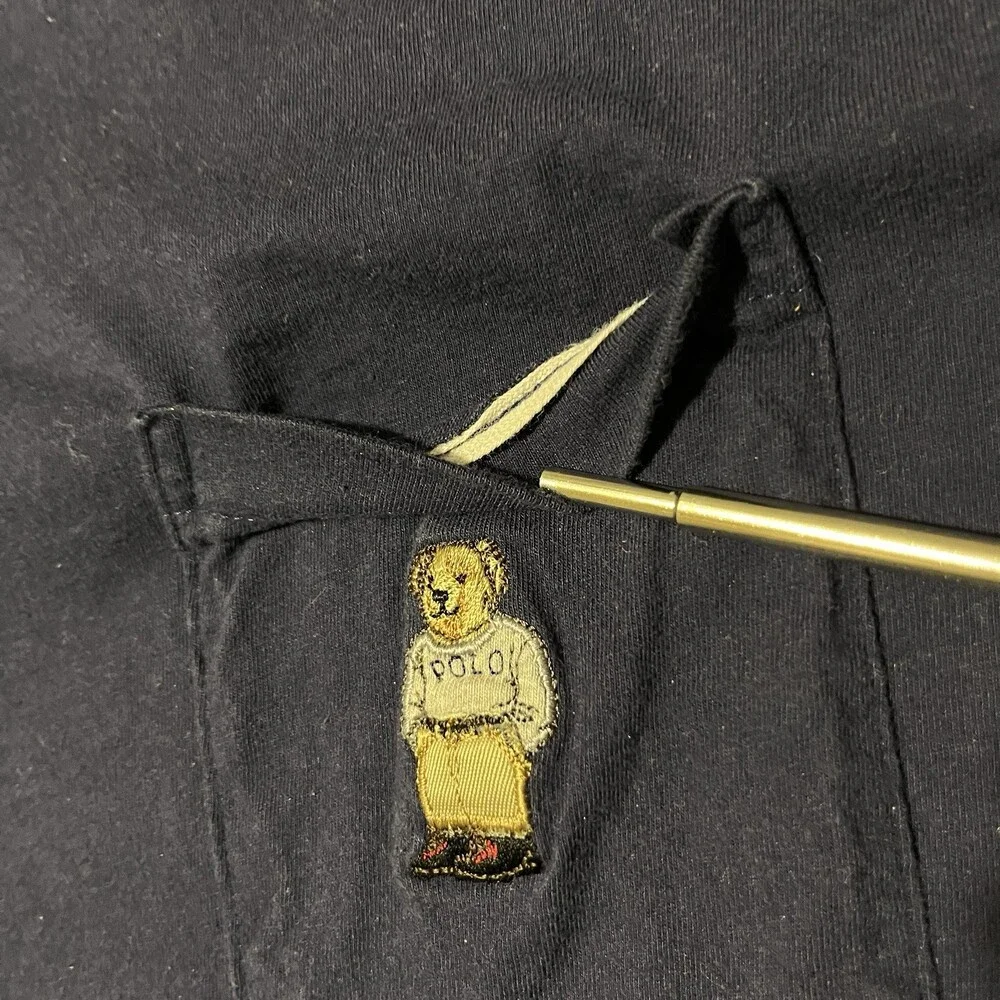 Vintage Polo Bear Ralph Lauren Polo Selvedge Shirt Men USA Made 90s Crewneck 80s